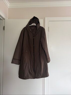per una Brown Hooded Puffer Coat size large